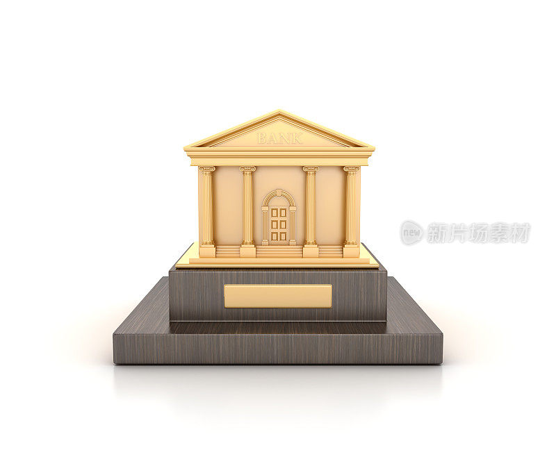 银行建筑奖杯- 3D渲染